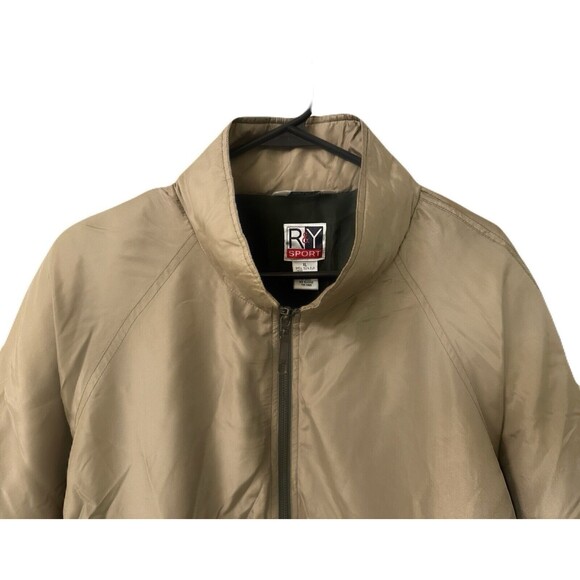 Vintage NWT 90s R&Y Sport Mens size XL 100% Silk Track Jacket Tan Green Burgundy - Picture 2 of 7